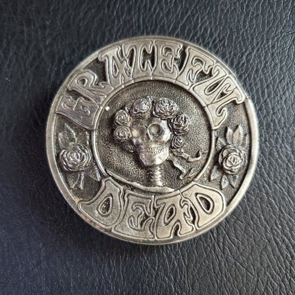 Grateful Dead Vintage 1978 Bertha Skull Roses Belt Buckle Kelly & Mouse L-200 - Picture 8 of 8